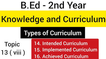 Part - 13 (viii)  intended Curriculum | implemented Curriculum | Achieved Curriculum | B.Ed