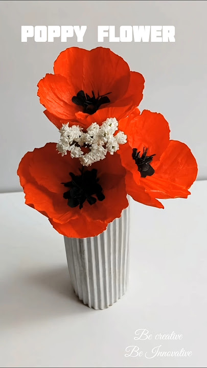 DIY tissue paper poppy flower ✨| How to make a poppy flower #diy#art#craft#viral#shorts#guess