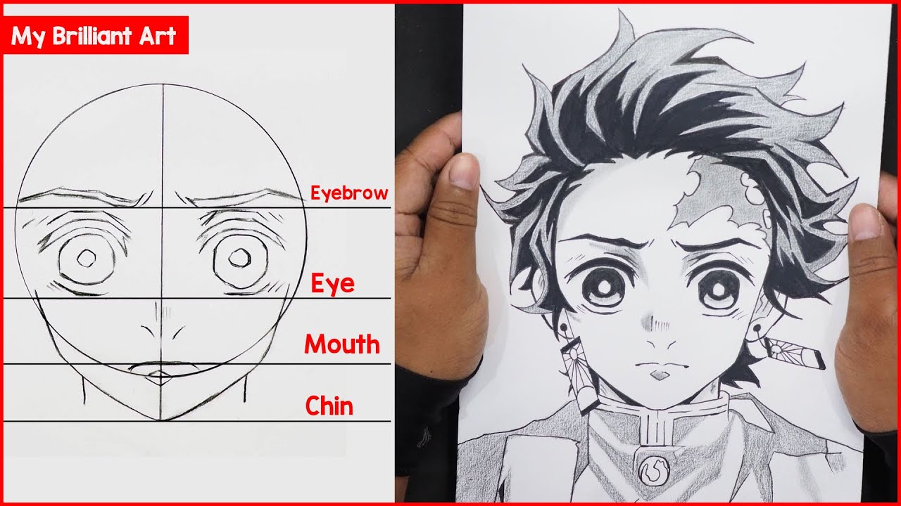 Tanjiro Drawing Tutorial - How to draw Tanjiro step by step