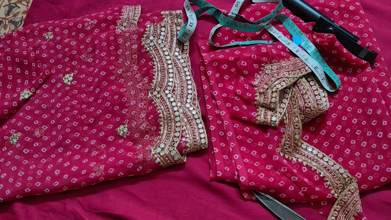 bandhej fabric se banae party wear 👗 👗 full cutting video step by step ...