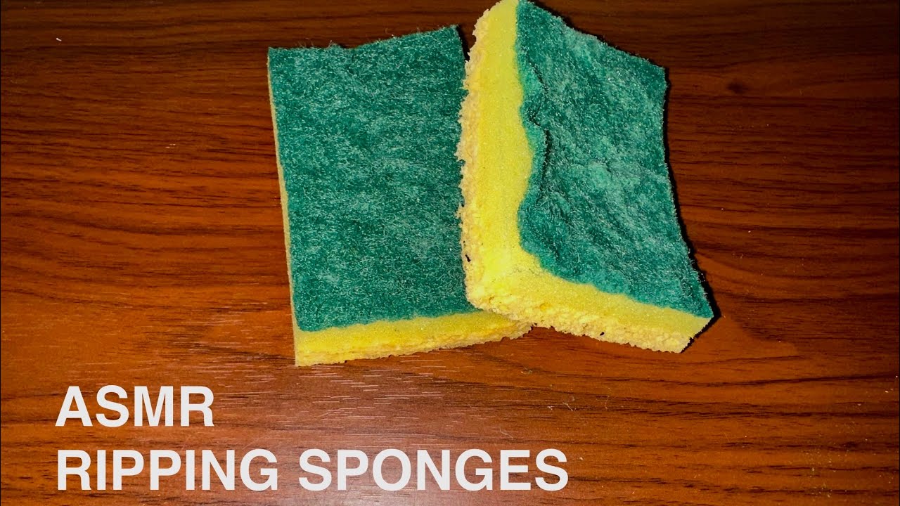 ASMR - Ripping Soapy cellulose sponges x2 || squeezing, scratching, ripping sounds ||