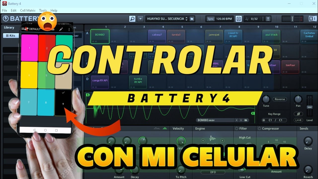 Controlar BATTERY 4 CON MI CELULAR  para tocar en MIDI | 