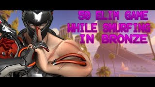 Genji Smurf Gets 50+ Eliminations in Bronze (Overwatch)