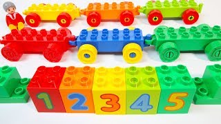 Learn Colors + Numbers Building Duplo Train and Cars