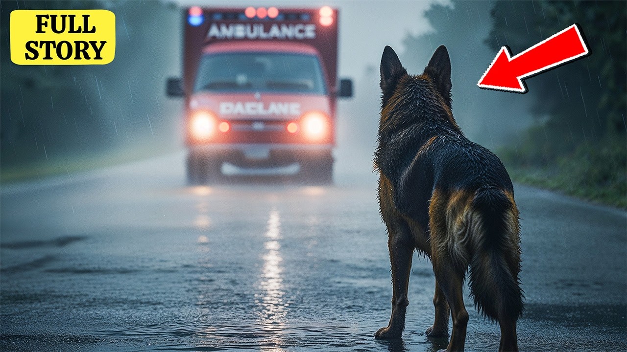 A German Shepherd Stops The Ambulance In The Rain. What Happens Next Will Leave You Speechless.