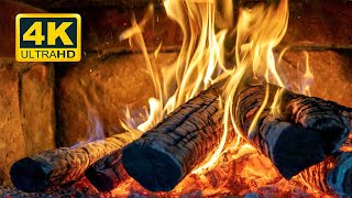 🔥 4K Fireplace Ambience (NO MUSIC). Fireplace with Burning Logs and Crackling Fire Sounds UHD 4K