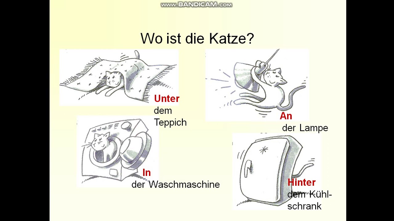 Wo ist sie. Предлоги в немецком in an unter. Немецкий Waschmaschine die das der. Предлог unter в немецком языке. Предлог к Katze.