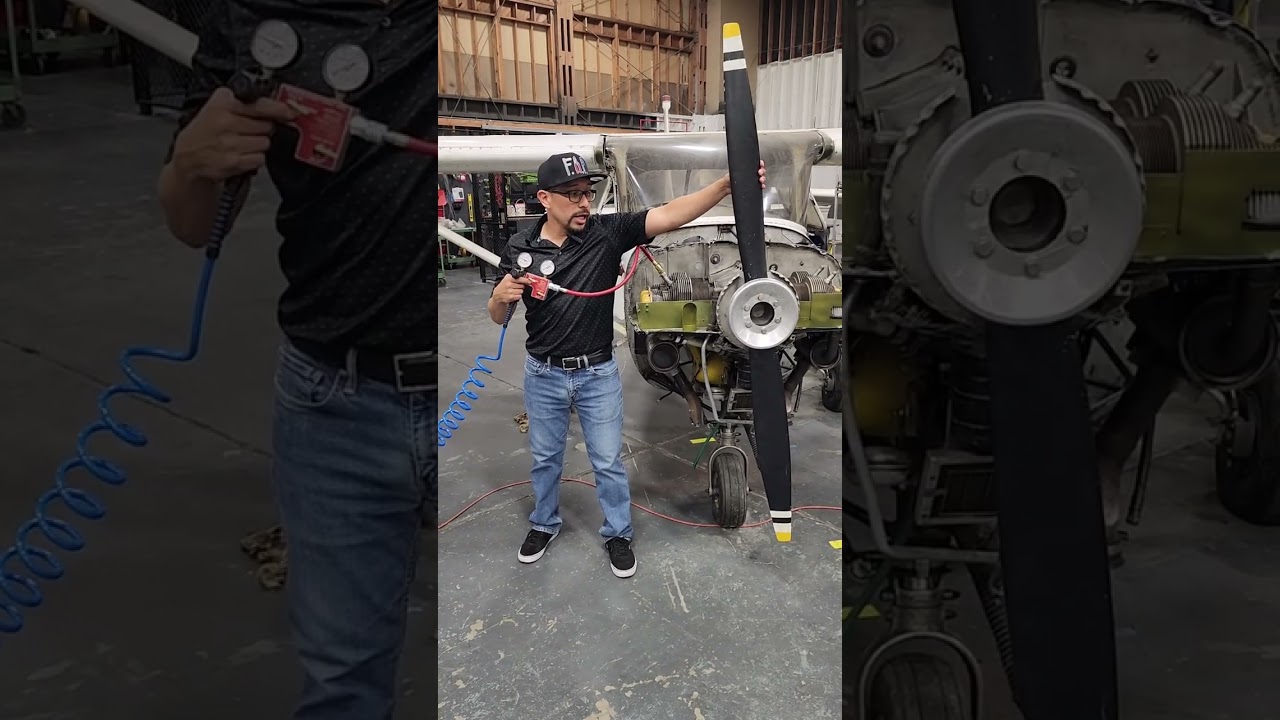 Cylinder compression check on a Cessna 150.