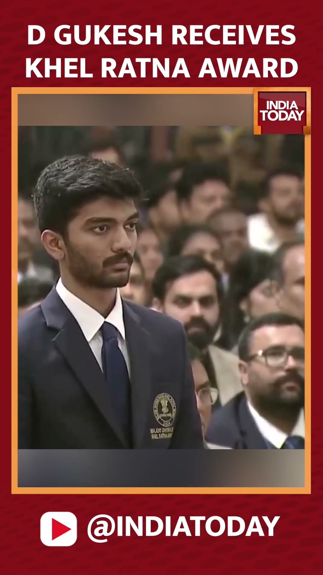 D Gukesh Receives Major Dhyan Chand Khel Ratna Award By President Of India Droupadi Murmu #shorts