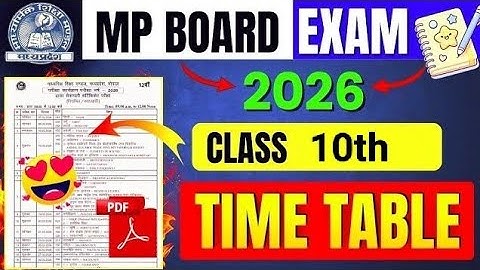 Mp Board Exam 2026 Official Time Table | Mp Board Class 10th Time Table PDF Download 2026