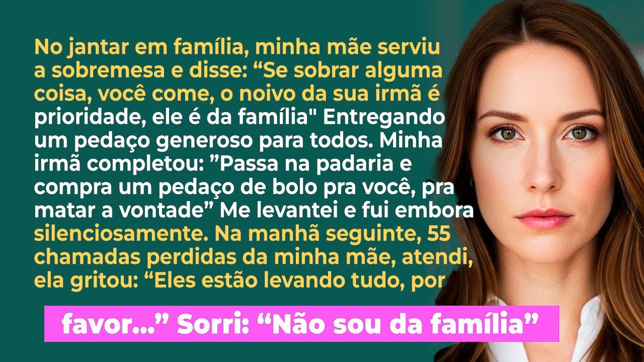 No jantar em família, minha mãe serviu a sobremesa e disse; 'Se sobrar alguma coisa, você come'