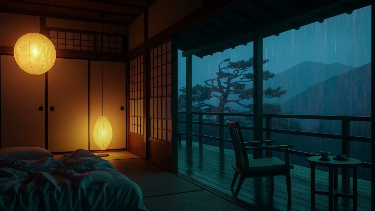 4K - 3 HOURS When Rain Meets Warm Cabin Light — The Perfect Ambience for Peaceful Sleep