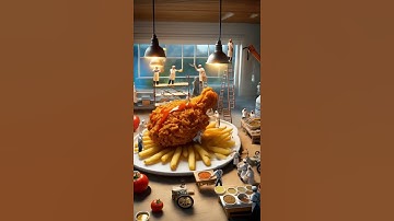 Mini Workers Cooking a Giant Chicken Fry & Hot Dog | AI Miniature Food Art #miniatureworld #AI