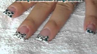 White Tip French with Teal Leopard Print: nail tutorial - Beauty by Pinky