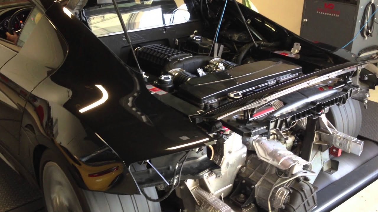 Tuned R8 Acceleration on dyno and downshifts - VF750 supercharged - YouTube