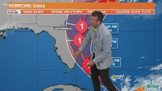 5 A.M. UPDATE: Isaías becomes a hurricane with sustained winds of 80 mph