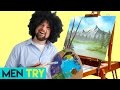 Men Try Bob Ross - Valley View Painting