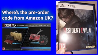Resident Evil 4 Remake PS5 UK where is the code for Gold Attache & Handgun Ammo Special Charm Amazon screenshot 5