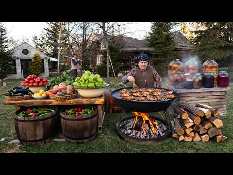Slow Grilled Chicken on a Saj Pan – Cozy Countryside Cooking 🔥🍗