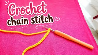Crochet chain stitch (ch). Beginner tutorial. Easiest stitch. #loopverse.com