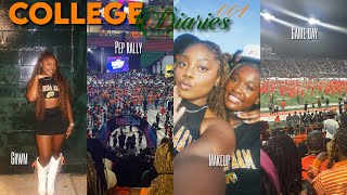 COLLEGE DIARIES 001ꨄ | GAME DAY PREP | GRWM, pep rally, makeup fail, diy outfit, gameday |
