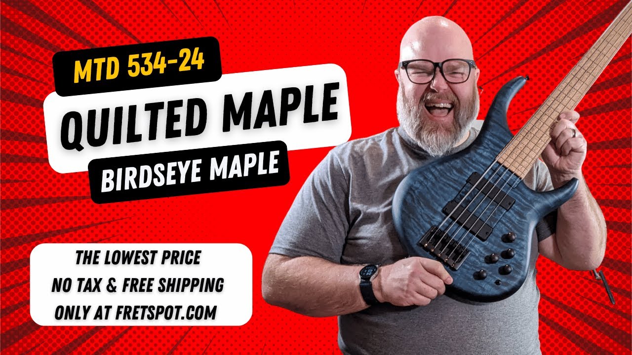 MTD 53424 Blue Quilted Maple top, Birdseye Maple fingerboard, 17mm spacing YouTube