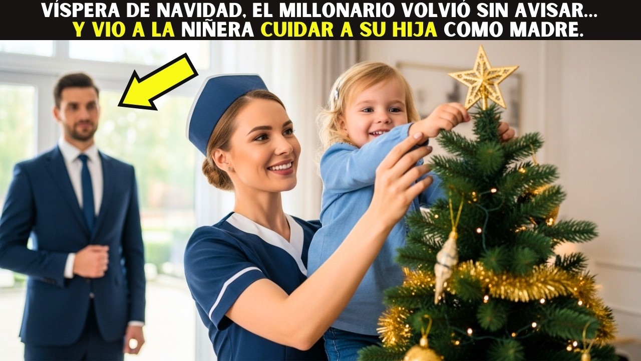 Víspera de Navidad, el Millonario volvió sin avisar… y vio a la niñera cuidar a su hija como madre.