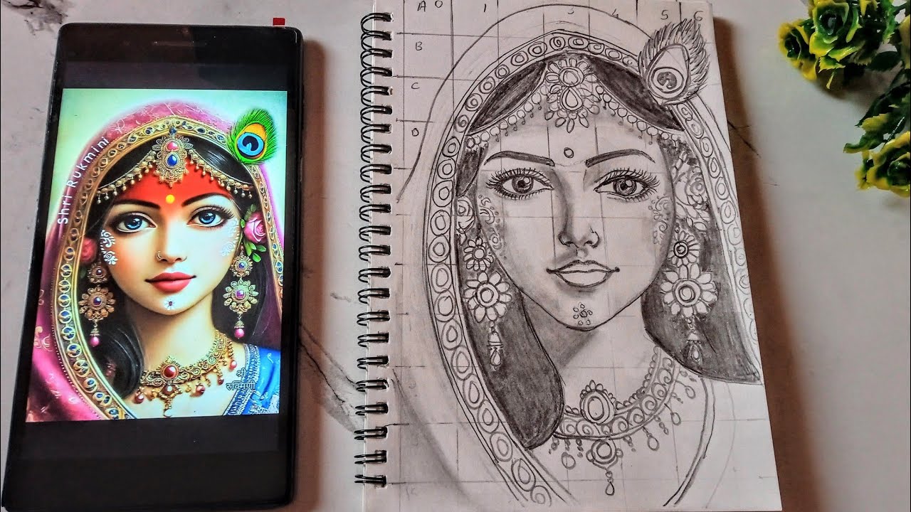 Radha Rani drawing easy step by step| How to draw Radha | Radha drawing with pencil| sketch outline 