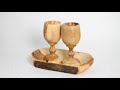 Artwork Olive Wood Goblet and Natural Bread Tray