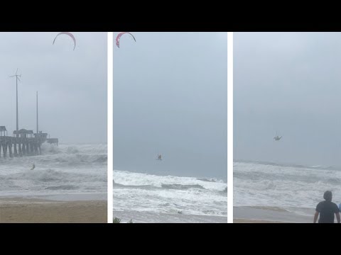 Daredevil Caught Kite Surfing In Hurricane Florence - Daredevil Caught Kite Surfing In Hurricane Florence