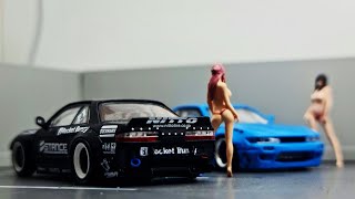 FirstLook 1.64 INNO64 NISSAN SILVIA S13 PANDEM ROCKET BUNNY Blue and Black