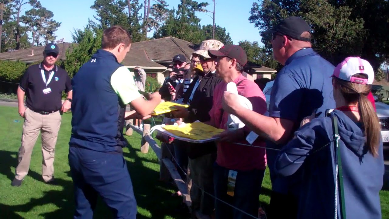 Jordan Spieth signs autographs at 2018 ATT Pebble Beach practice round at Spyglass