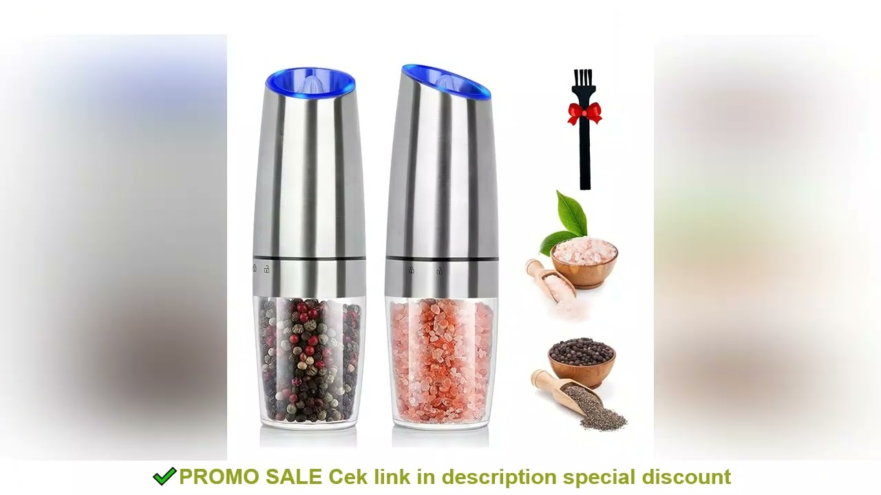 1pc/2pcs, Gravity Electric Salt And Pepper Grinder - Salt & Pepper Mill Sets With LED Light, One Han