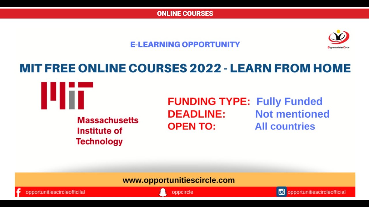 FREE Online Courses by MIT Certified Courses Apply Now!!! YouTube