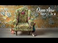 Miniature Queen Anne Wing Chair for dollhouse 😍 Full tutorial + template