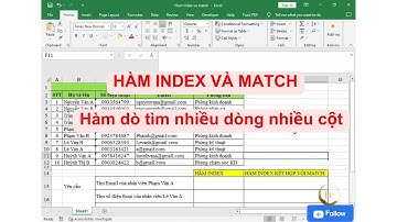 Hàm Index và Match - Hàm dò tìm nhiều dòng nhiều cột - Ví dụ cụ thể