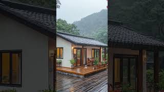 Peaceful house with rain, dog and flowers #shorts