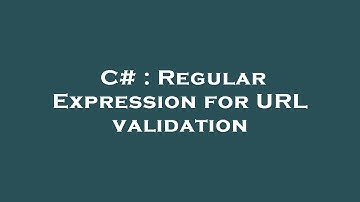C# : Regular Expression for URL validation