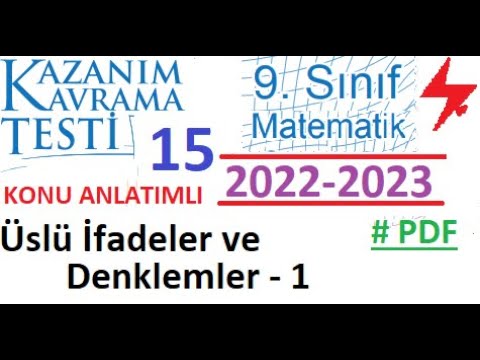 9. Sınıf | Kazanım Testi 15 | Matematik | Üslü İfadeler ve Denklemler 1 | MEB | EBA | 2022 2023