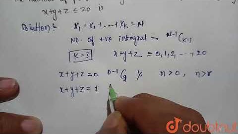 The number of positive integral solution of the inequality x+y+zle20 is  | 12 | NTA JEE MOCK TES...