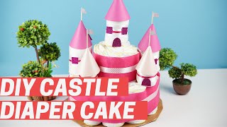 DIY Diaper Cake Castle Baby Shower Gift Idea