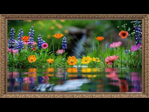 Quadro - Jardim de agua e flores