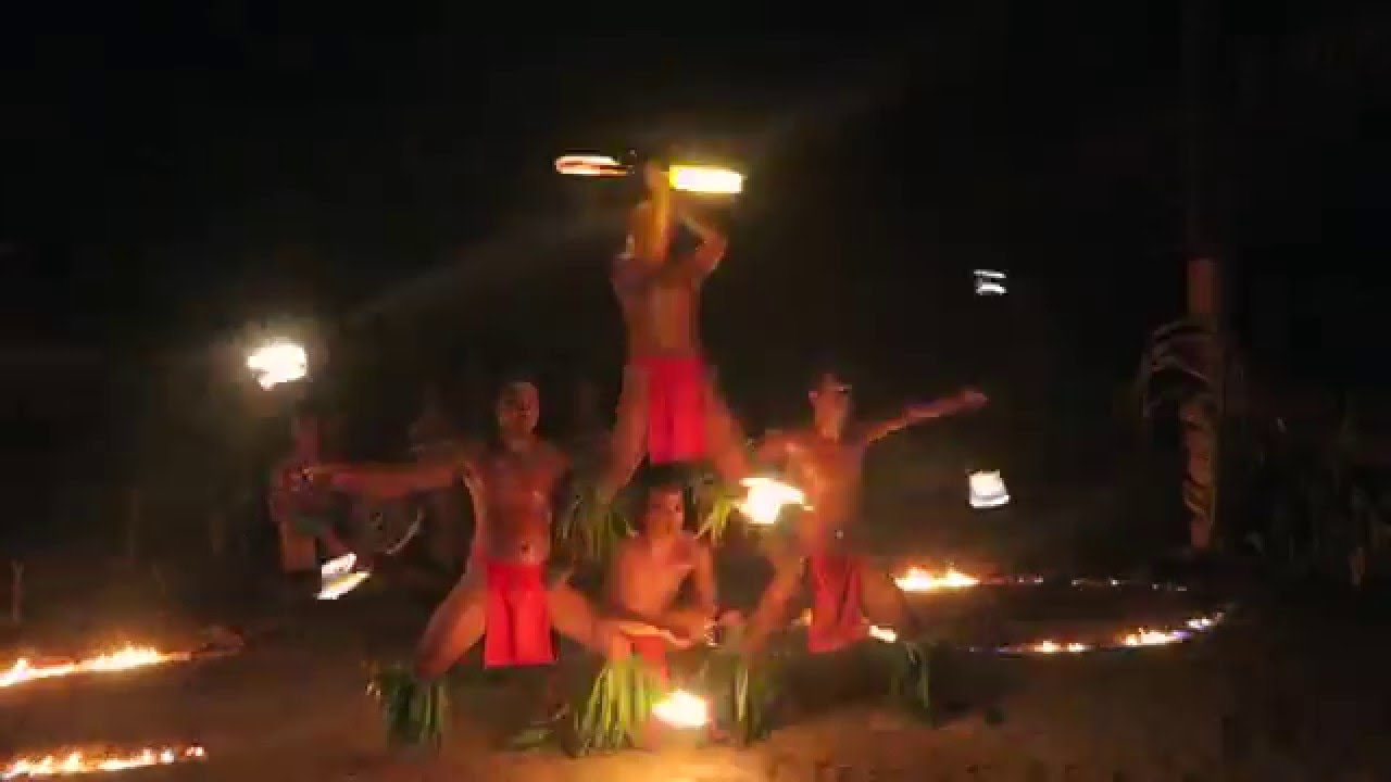 AMAZING POLYNESIAN FIRE DANCING - Tiki Village, Moorea Island
