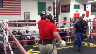Adam Kownacki sparring Kurtis Taylor at the Mayweather Boxing Club