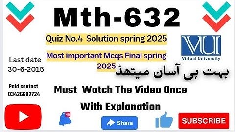 MTH632-Complex Analysis and Differential Geometry (Quiz 4) Most Important Mcqs Final term