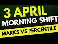 3 APRIL MORNING SHIFT Marks vs Percentile JEE Mains 2025😱✅ | JEE Mains 2025 Cut off |