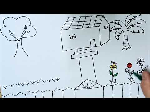 Video Vẽ ngôi nhà có hàng rào và cây cỏ hoa lá - youtube
