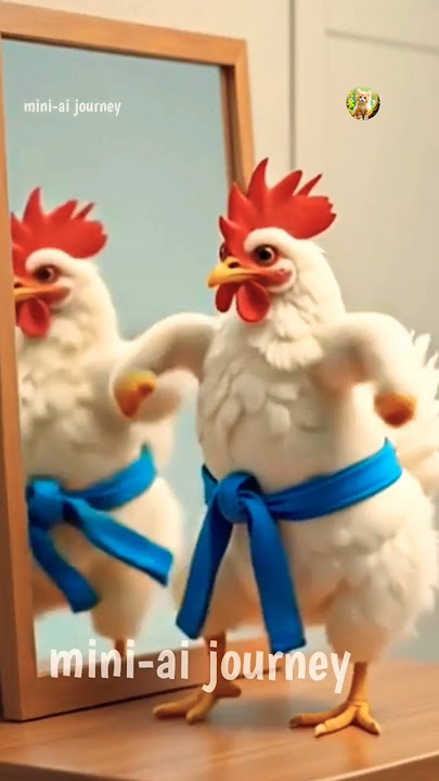 Funny chicken mirror dance 🐓💃😅 #chicken #funny #rooster #ai