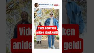 Bahçede video çekerken bir anda yanlarına hızlıca köpek gelinca kaçan kızlar