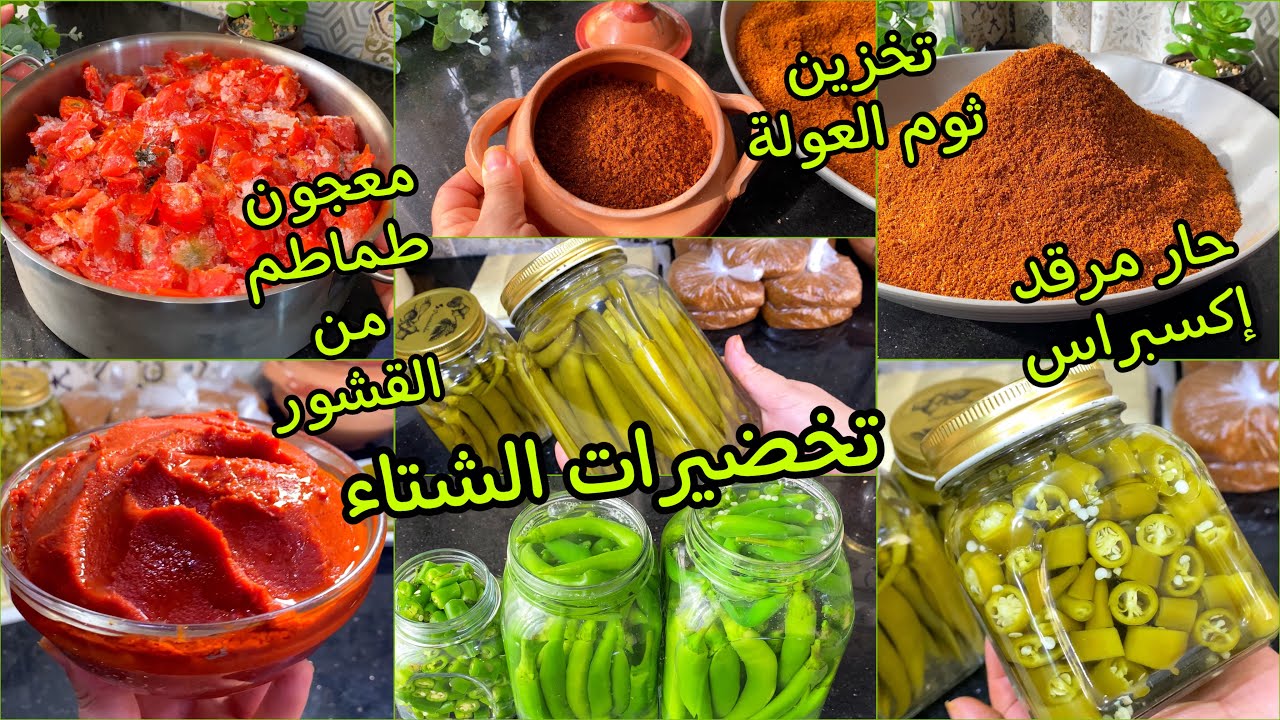 #تحضيرات الشتاء:ثوم العولة بْدَّا يَنْبتْلكْ🤔معجون طماطم من القشور وحار مرقد في أقل من24ساعة⏱️💯